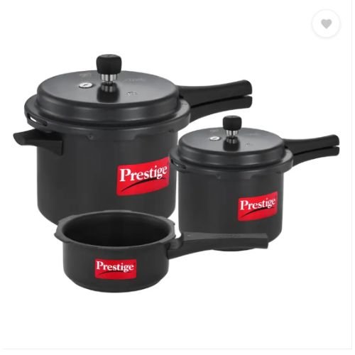 Prestige HA Popular Plus 3 Piece Hard Anodized Pressure Cooker Set Black