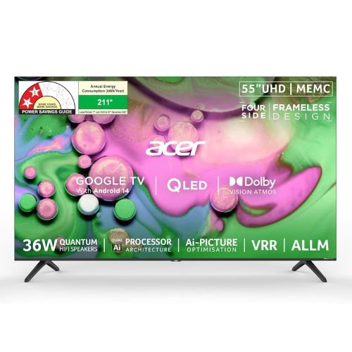 Acer 55 Inch V PRO Series 4K Smart QLED Google TV AR55QDQGR2851AD front view