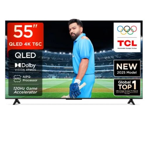 TCL 55 Inch 4K Smart QLED Google TV 55T8C bezel-less display view