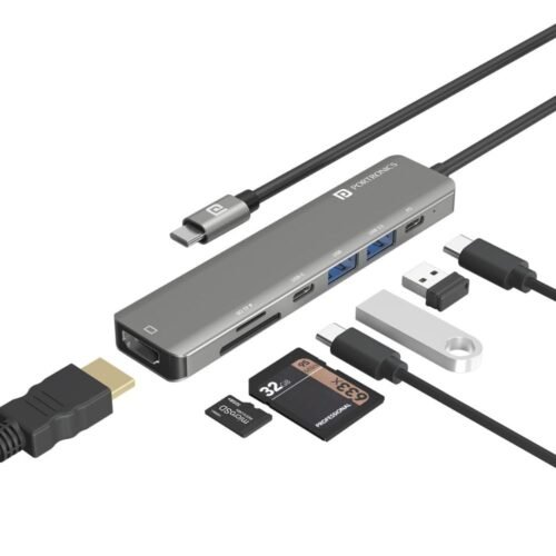Portronics Mport 52 7 in 1 USB C Hub with 4K HDMI and 60W PD