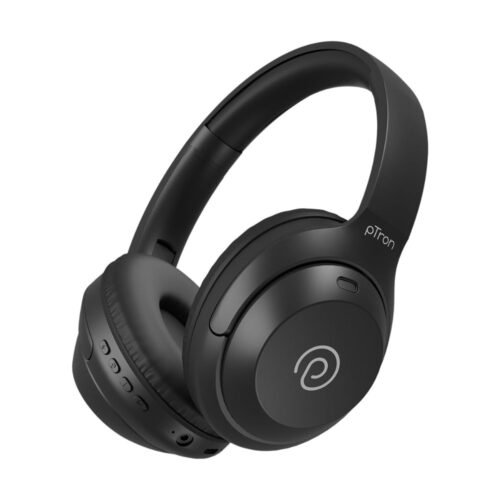 pTron Studio Classic wireless over-ear Bluetooth headphones Black