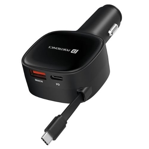 Portronics Car Power Retracto 84W 3 in 1 Car Charger