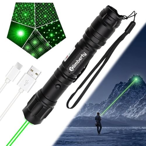 Green Laser Pointer Long Range 10000m, Rechargeable USB Laser Light, 8 Star Patterns.