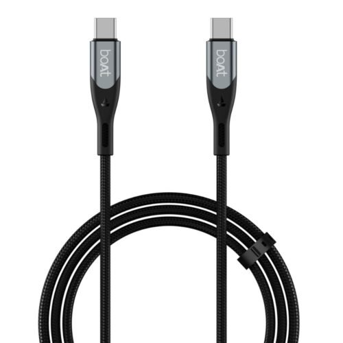 boAt 65W Type C to C Braided Fast Charging Cable Carbon Black