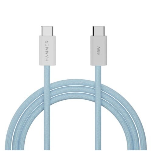 HAMMER 65W Type C to Type C Braided Charging Cable 1.5m Blue