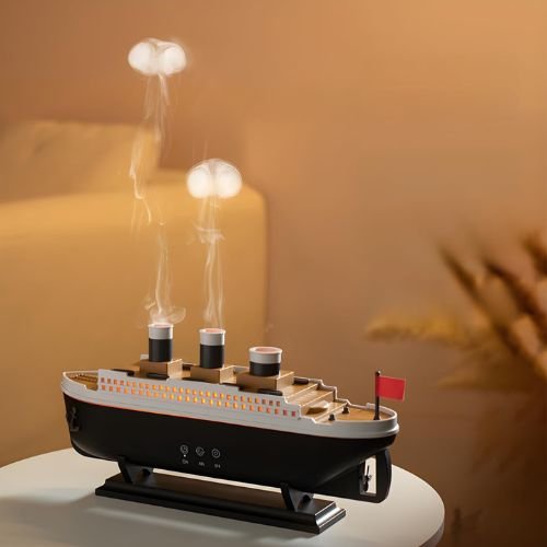 This Titanic Ship diffuser combines a room fragrance diffuser, humidifier, and soothing night light in one.