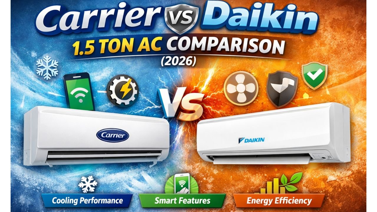 Carrier vs Daikin 1.5 ton AC comparison 2026
