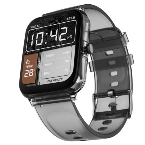 Fire-Boltt Ninja Phantom transparent smartwatch black smoke