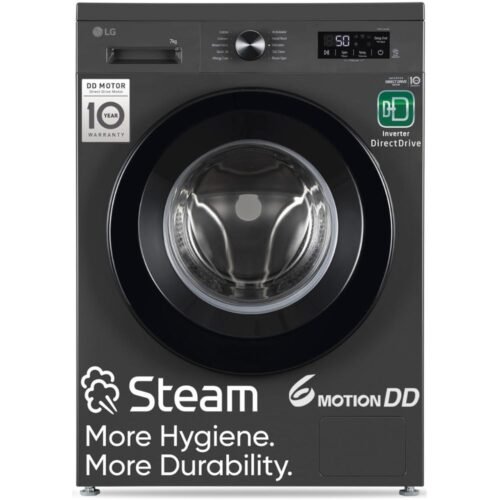 LG 7 kg front load washing machine middle black