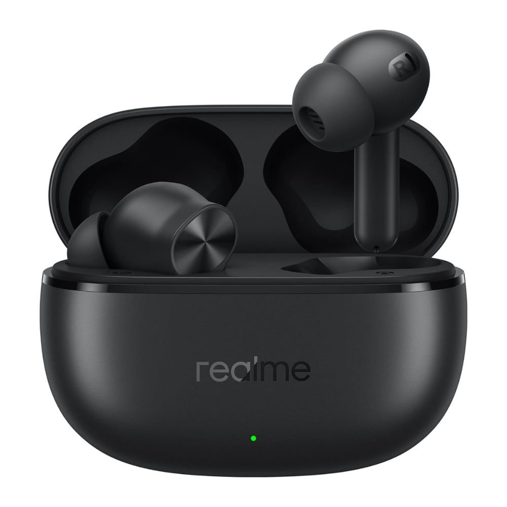 realme Buds T200x wireless earbuds with charging case