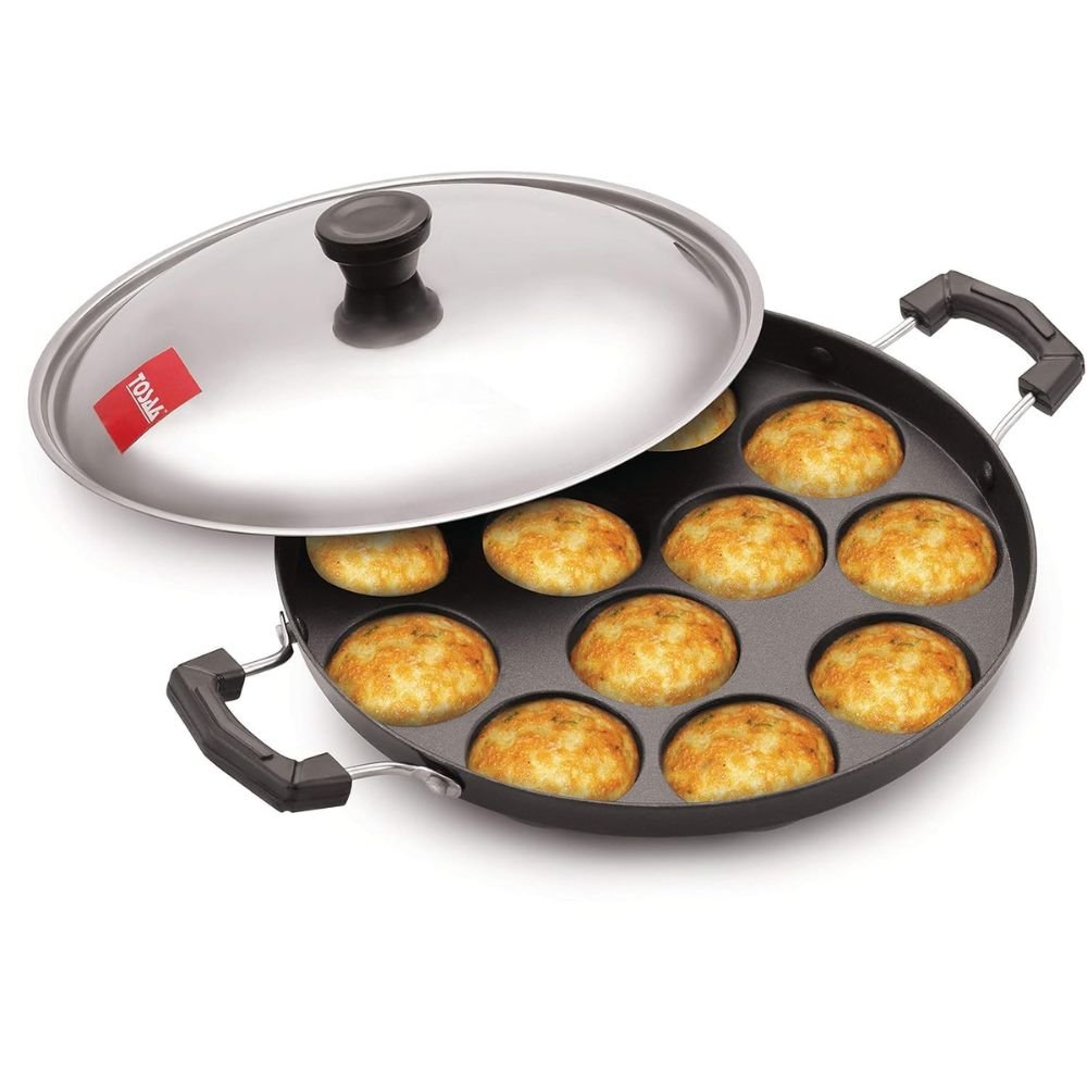 Tosaa 12 cavity non stick appam patra with lid