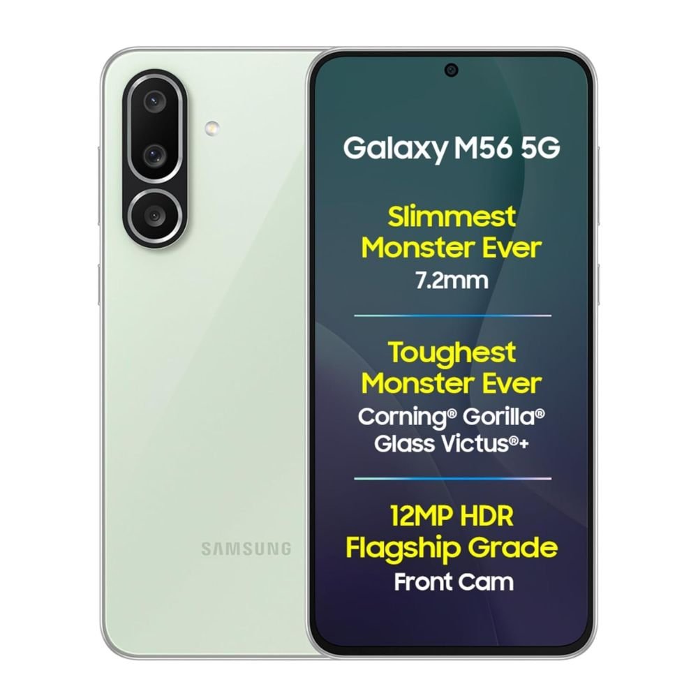 Samsung Galaxy M56 light green smartphone